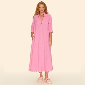 XIRENA Boden Shirt Dress in Pink